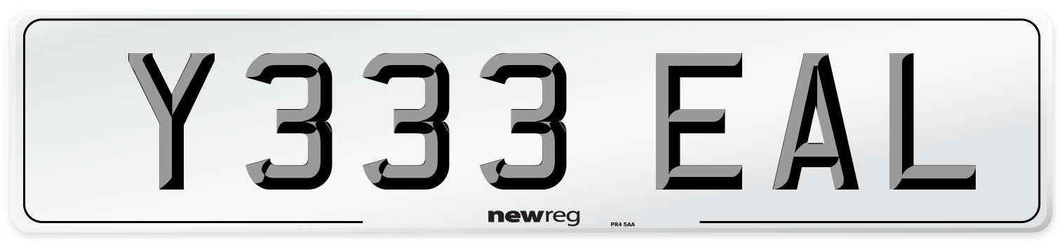 Y333 EAL Number Plate from New Reg